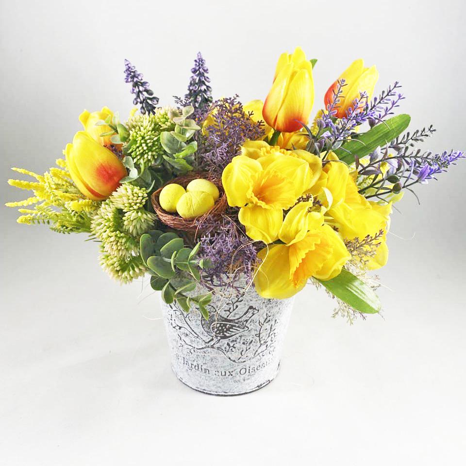 Великодня композиція Весна 27 см Жовтий/Зелений (6604893) - фото 4 Великодня композиція Весна 27 см Жовтий/Зелений (6604893) - фото 4