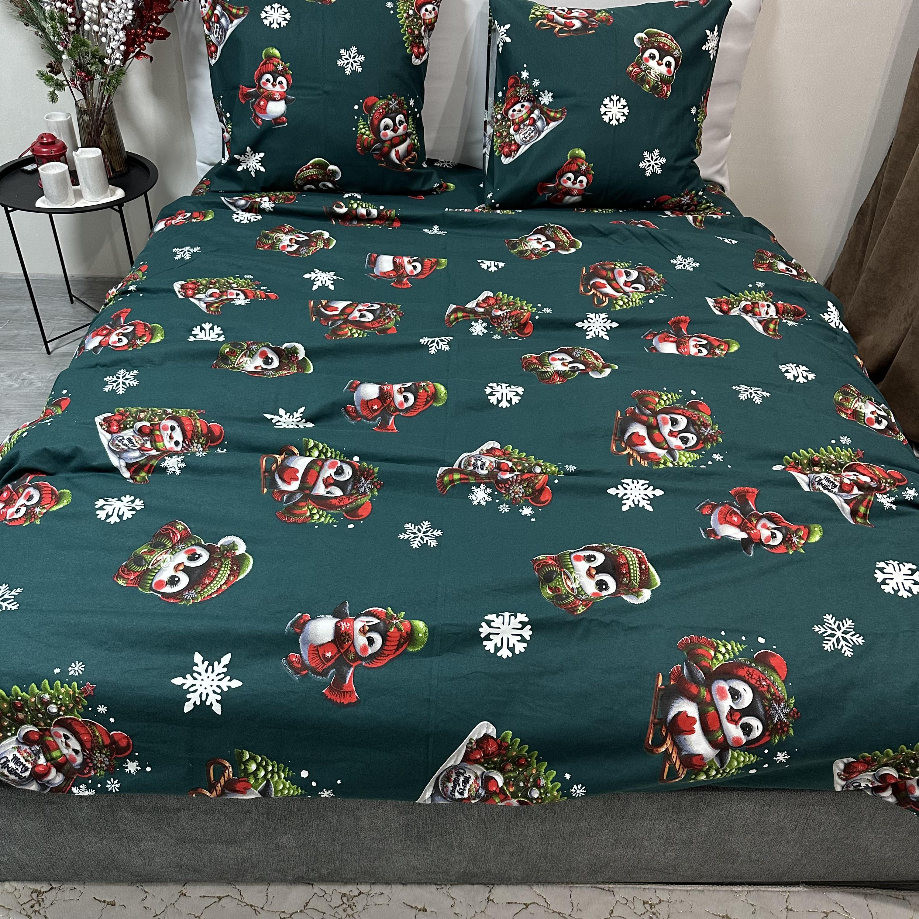 Комплект постільної білизни байкова Зимовий євро Зелений (байка 8-3) - фото 5