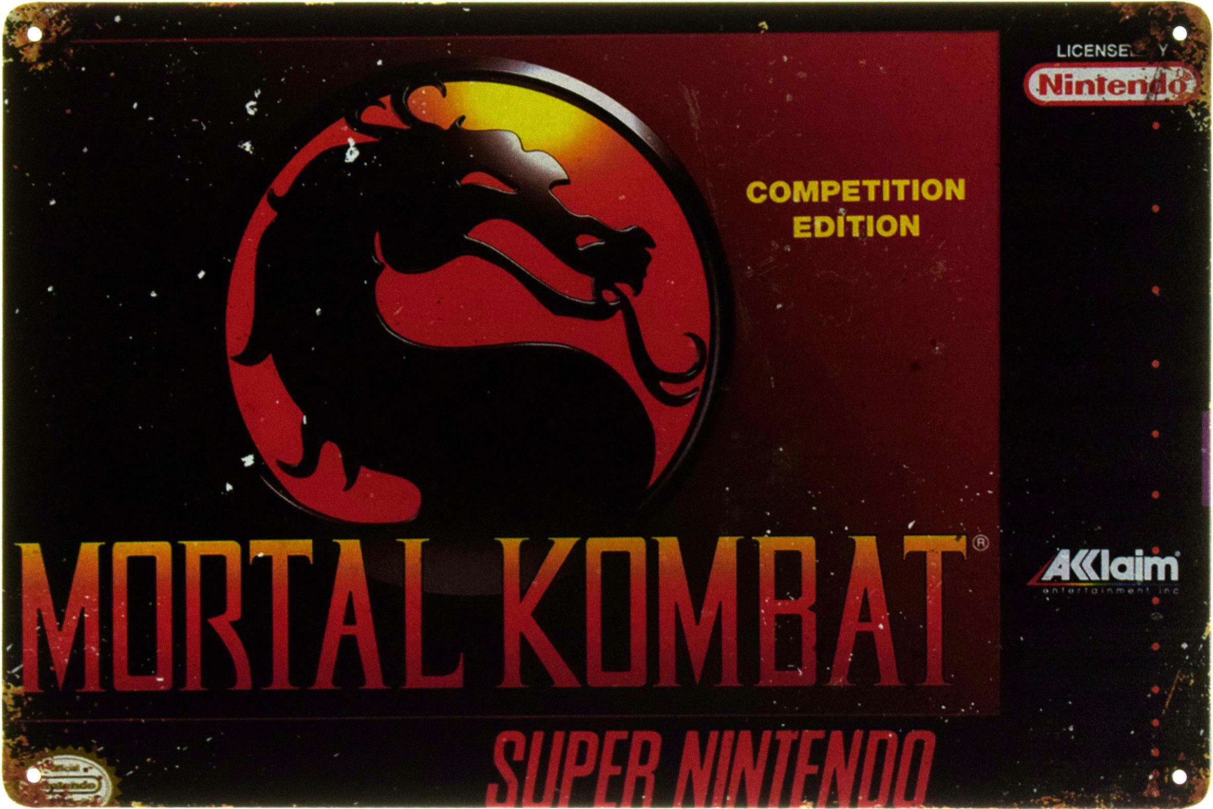 Металлическая табличка Mortal Kombat Nintendo 20x30 см