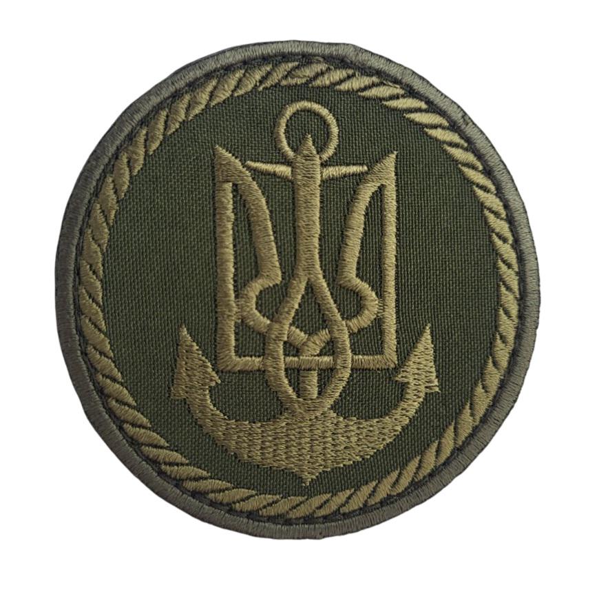 Шеврон ВМС с трезубцем 8х8 см Олива (3592045)