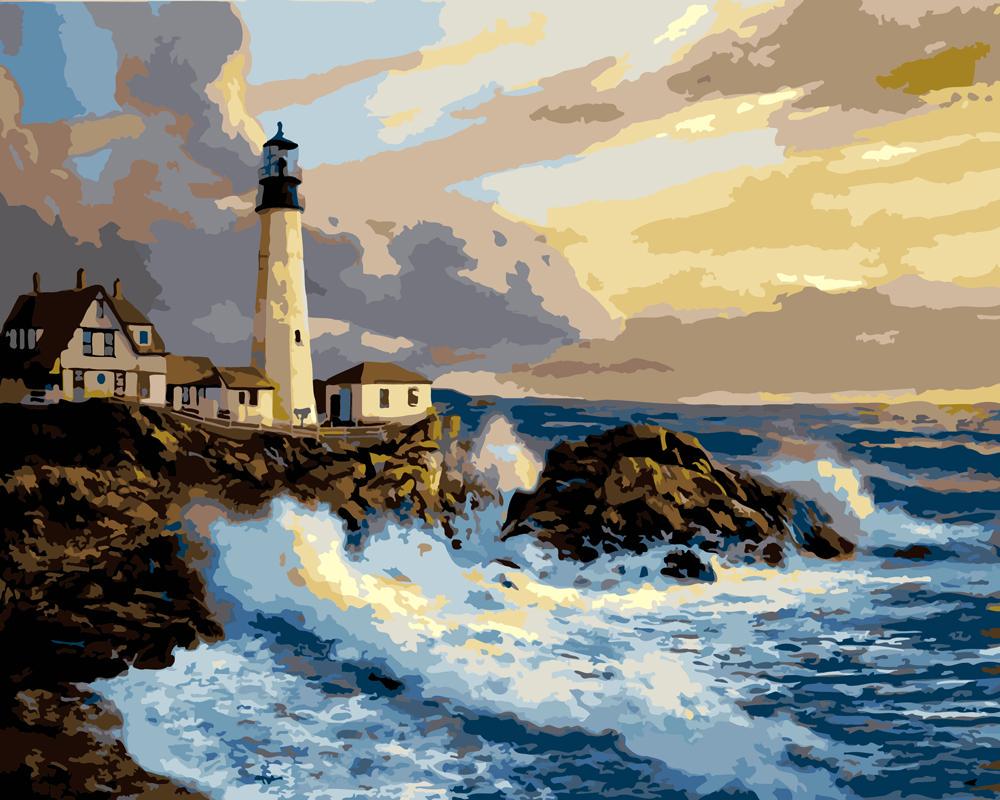 Картина по номерам Brushme Белый маяк 40x50 см без коробки (BK-GX7682)