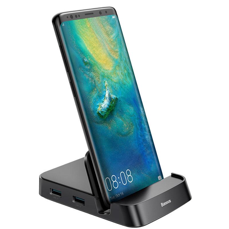 Док-Станция подставка BASEUS Mate Docking Type-C Mobile Phone Intelligent HUB Docking Station для телефона планшета Samsung/Xiaomi/Huawei 7in1 (CAHUB-AT01) - фото 3