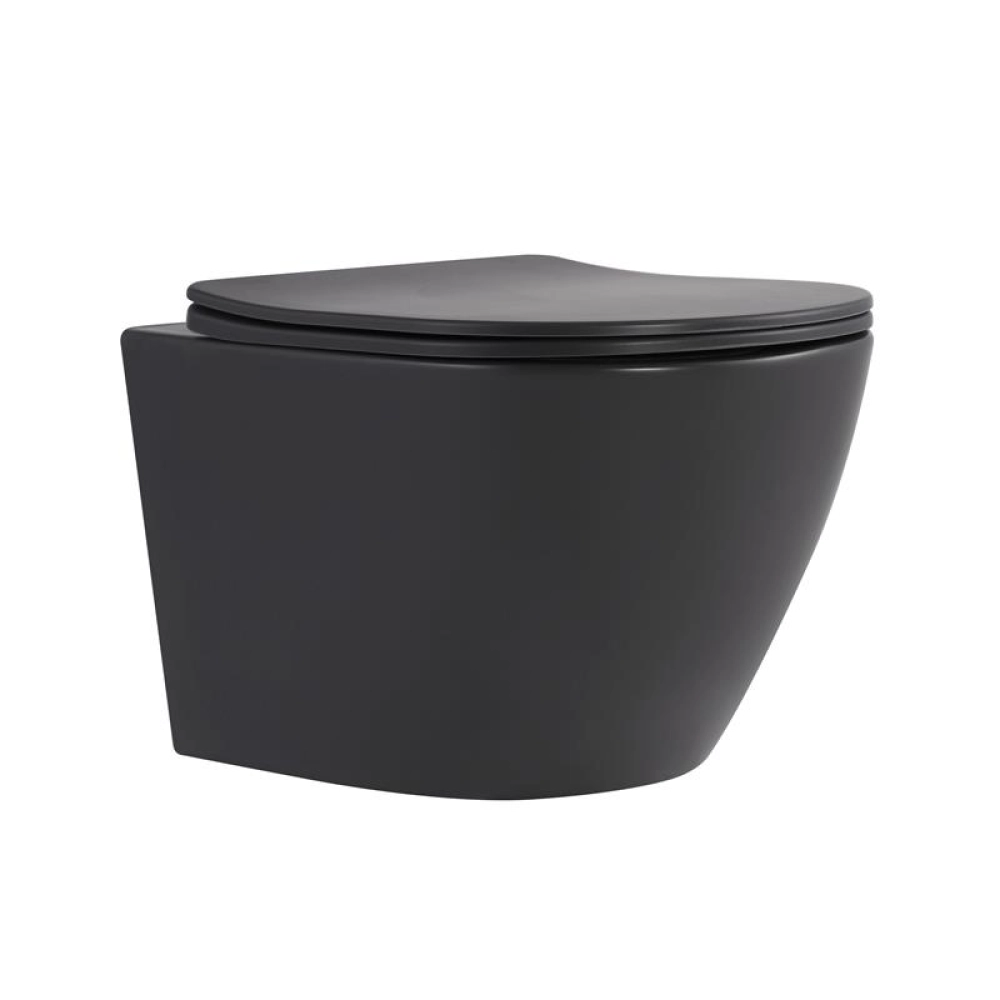Унитаз подвесной Qtap Robin Ultra Quiet с сиденьем Slim Duroplast/Soft-close/Quick Release Антрацит (SD00054283)
