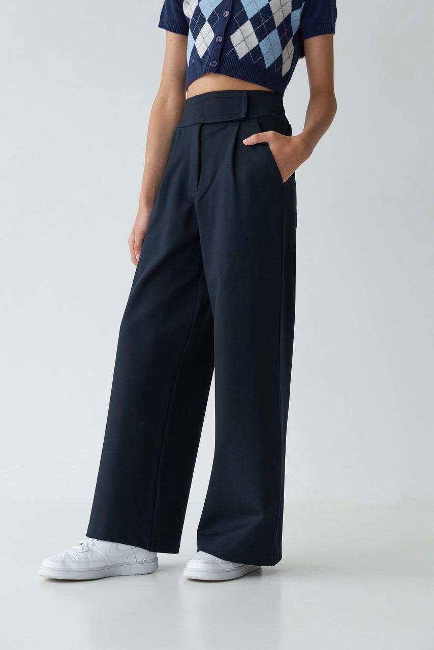 Брюки школьные для девочки Valza 3408-01 трикотаж 134 см Синий