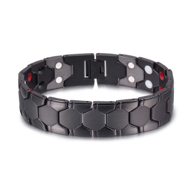 Браслет титановый с магнитами для поддержания энергии MagnyCharm Черный (2841)