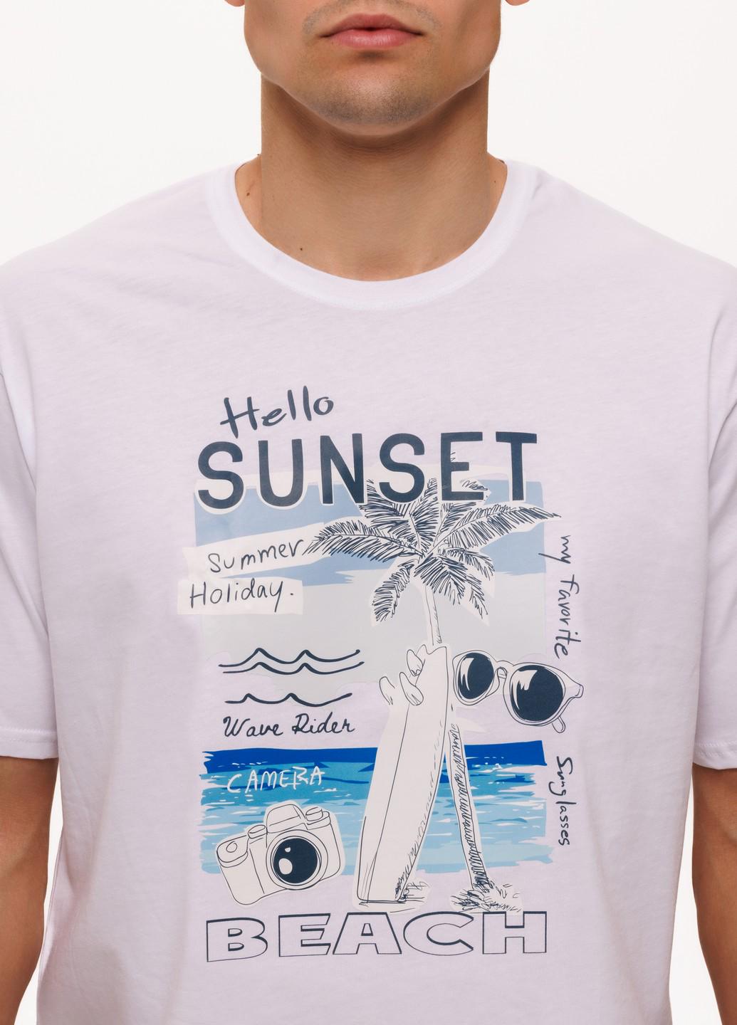 Мужская футболка Hello sunset Наталюкс 2XL Белый (1218023200051) - фото 4