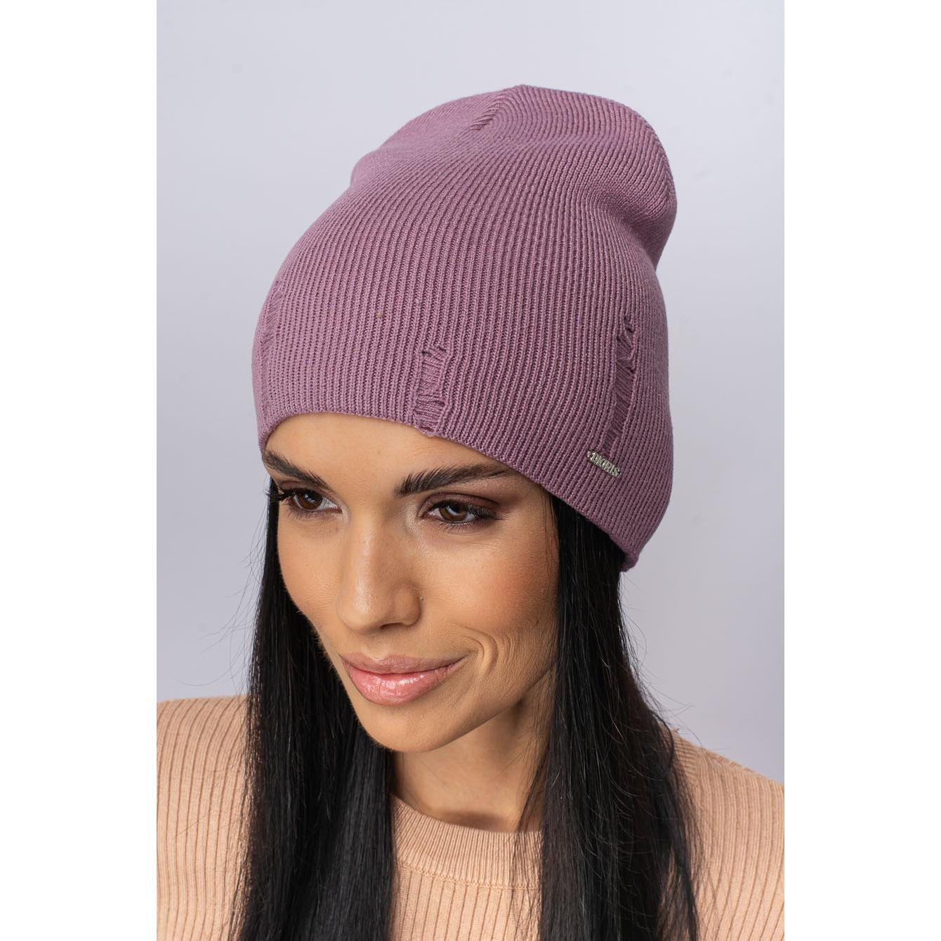 Шапка женская шерстяная двойная Leks Одри one size Лиловый Шапка женская шерстяная двойная Leks Одри one size Лиловый