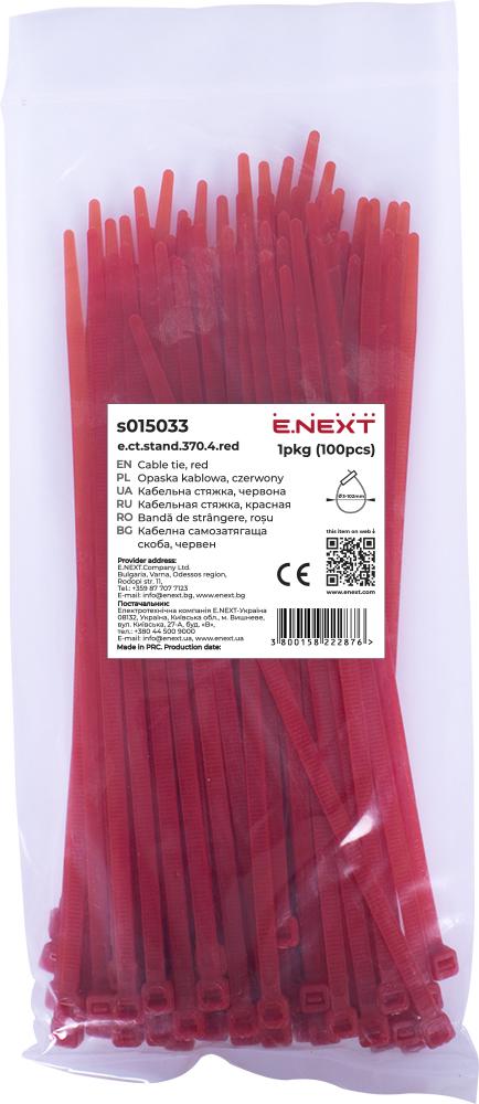 Стяжка-хомут кабельная E.NEXT e.ct.stand.370.4.red нейлон 370х4 мм 100 шт. Красный (s015033)