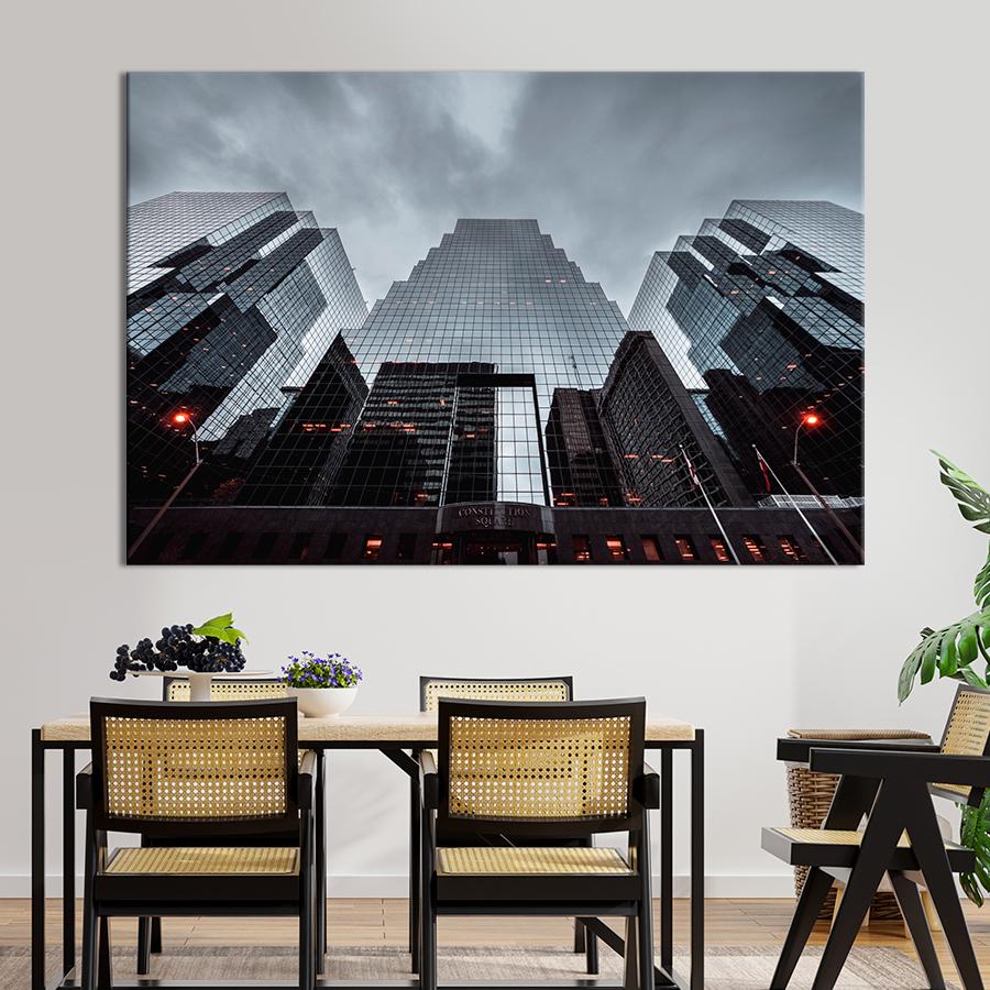 Картина город Зеркальные небоскрёбы 80x54 см (A744-1)