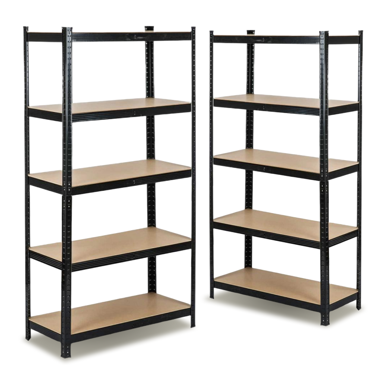 Стеллаж металлический 2 секции 10 полок МДФ до 150 кг на полку 150х140х30 см Черный (2334323416)