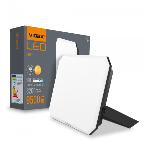 Прожектор VIDEX F3 100W 5000K Черный (VLE-F3-1005B)