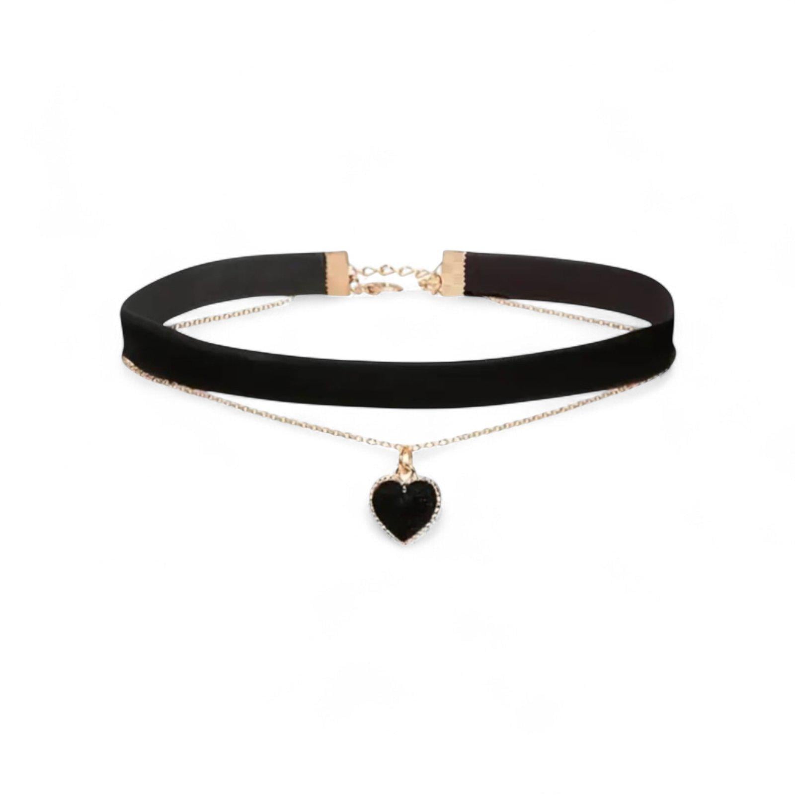 Чокер-колье Сердце двухслойная цепочка винтажный 20 см Черный (32373711)