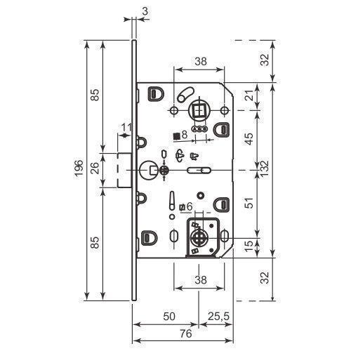 Замок межкомнатный AGB MEDIANA POLARIS XT WC Хром матовый (00004682) - фото 3