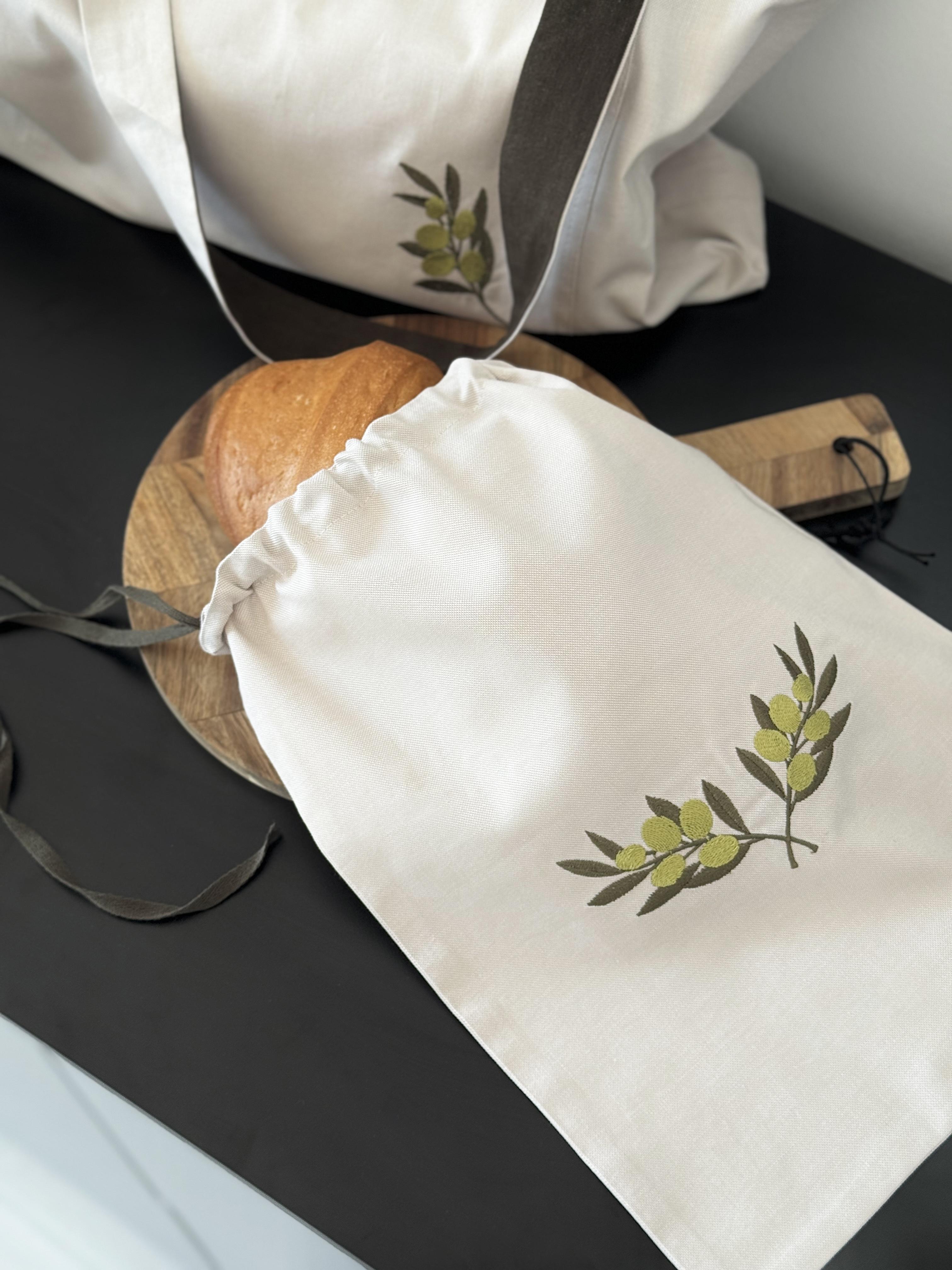 Мешочек для хлеба с вышивкой Оливковая веточка 30х40 см - фото 2 Мешочек для хлеба с вышивкой Оливковая веточка 30х40 см - фото 2