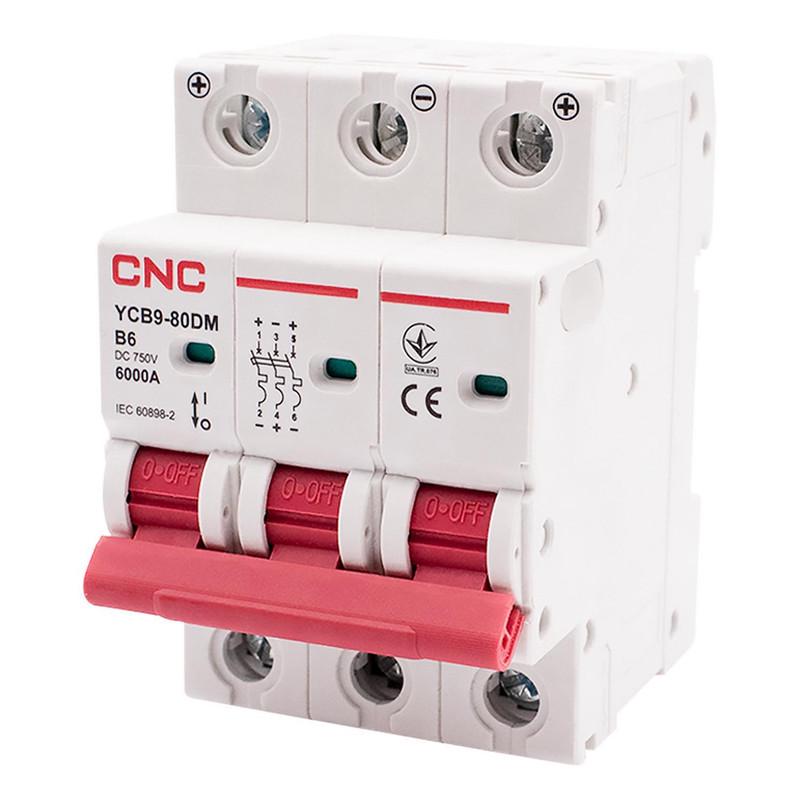 Автоматический выключатель CNC YCB9-80DM 3P 6A 6kA B DC 750V (Б00038137)