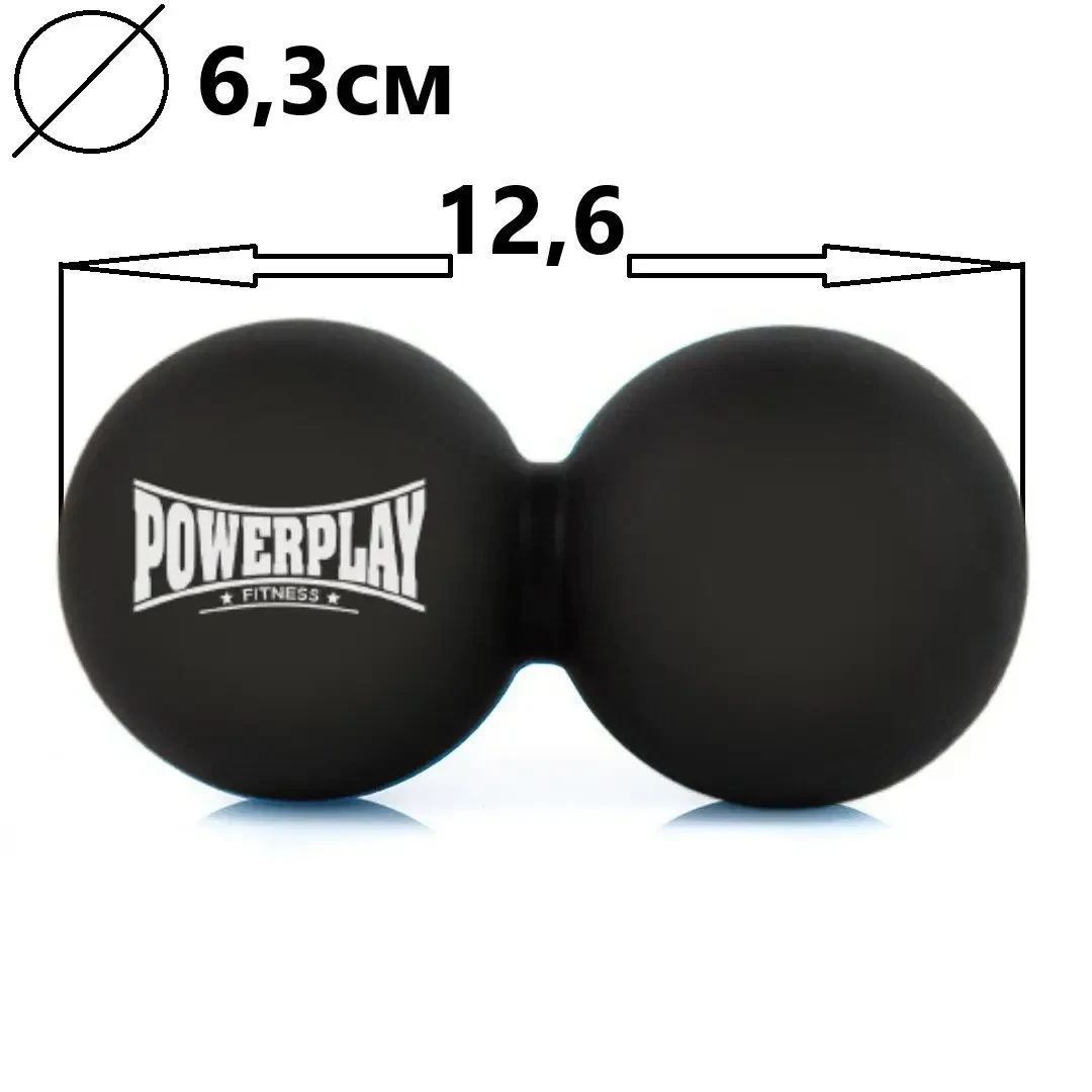 Мяч Ммсажный двойной PowerPlay PP-4355 Silicone Lacrosse Peanut Ball 6,3x12,6 см Черный - фото 2