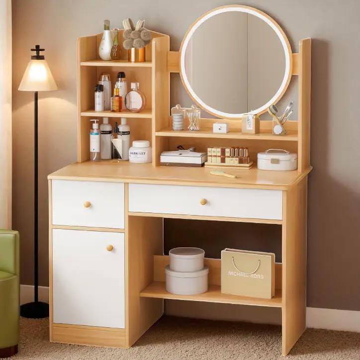 Туалетный столик для макияжа с зеркалом с LED подсветкой и полками 80х40х128 см (17248)