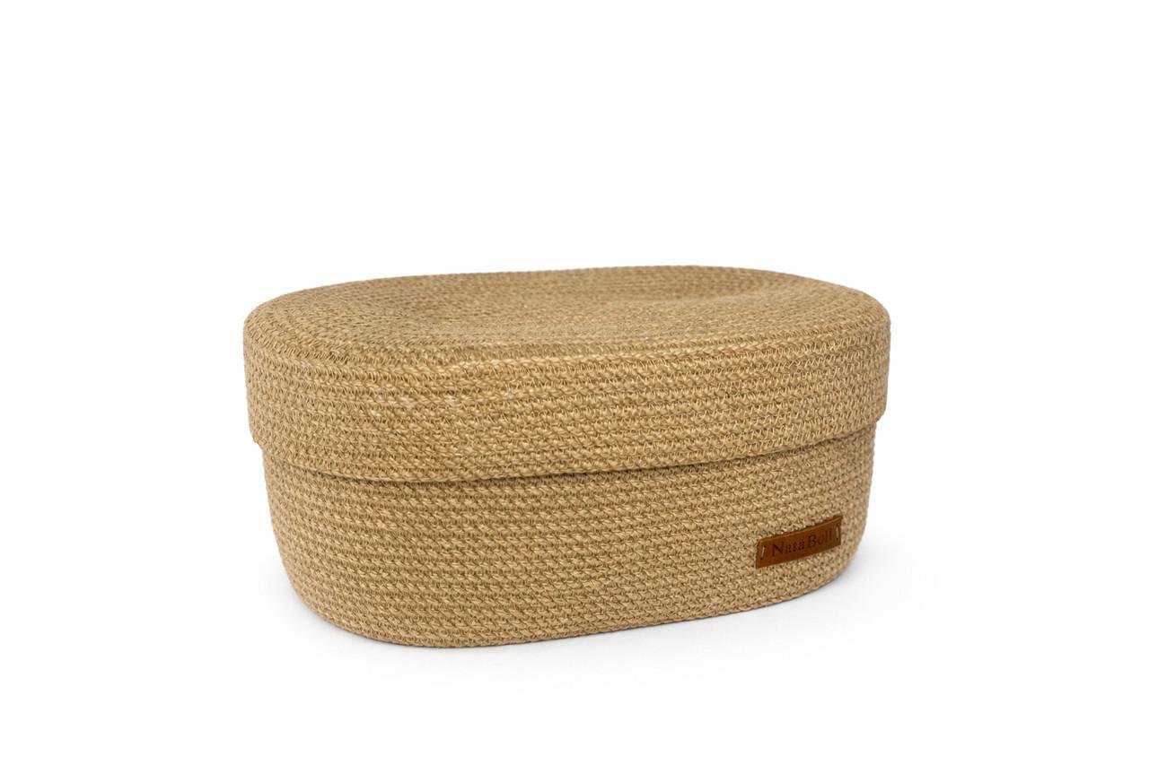 Плетеная корзина с крышкой из джута 30х19х14 см (1132)