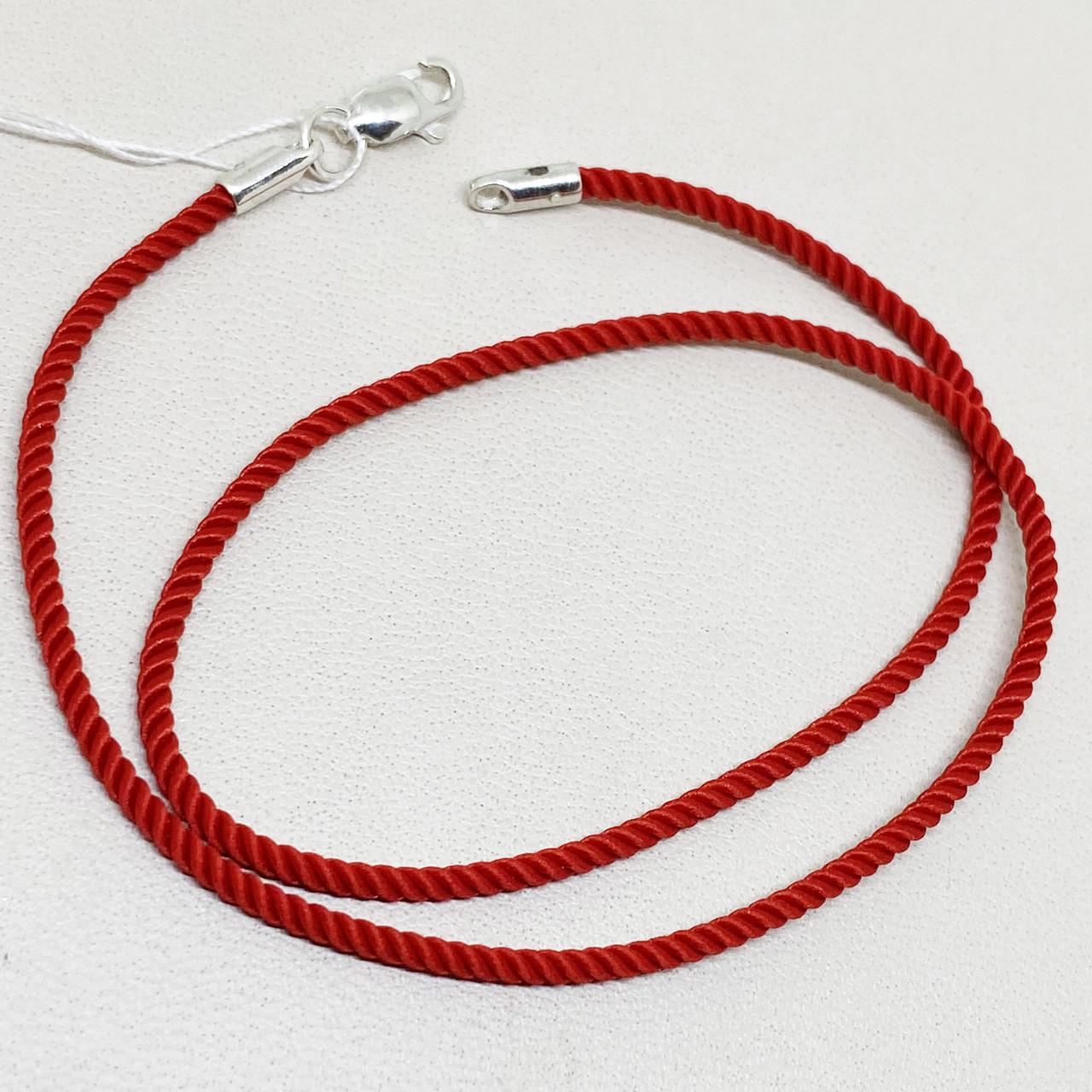 Шнурок шелковый Милан с серебряной застежкой 40 см 1,7 г