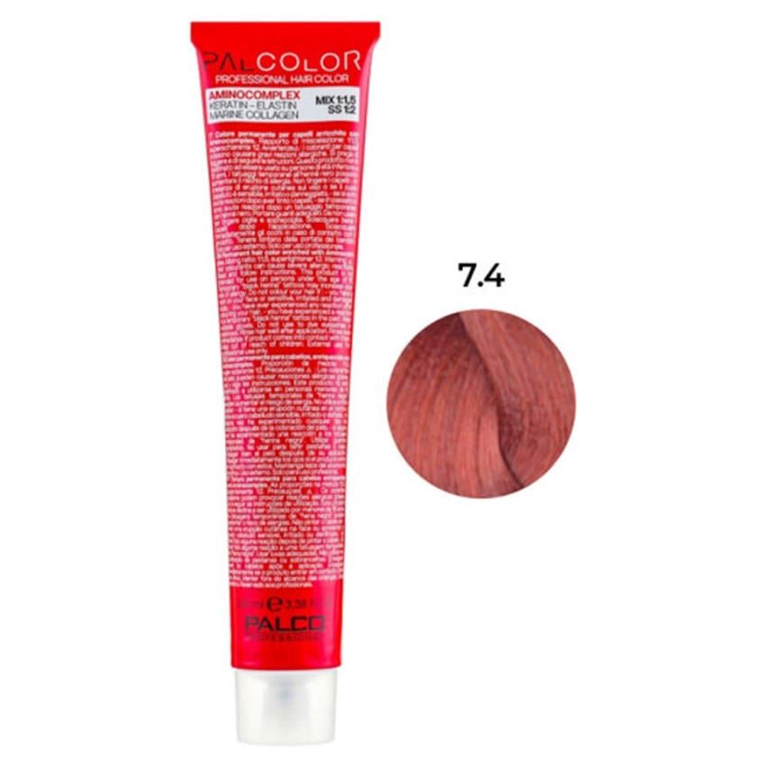 Крем-краска для волос профессиональная PALCO с комплексом аминокислот 100 мл  7.4 блонд средний медь (2518064803)