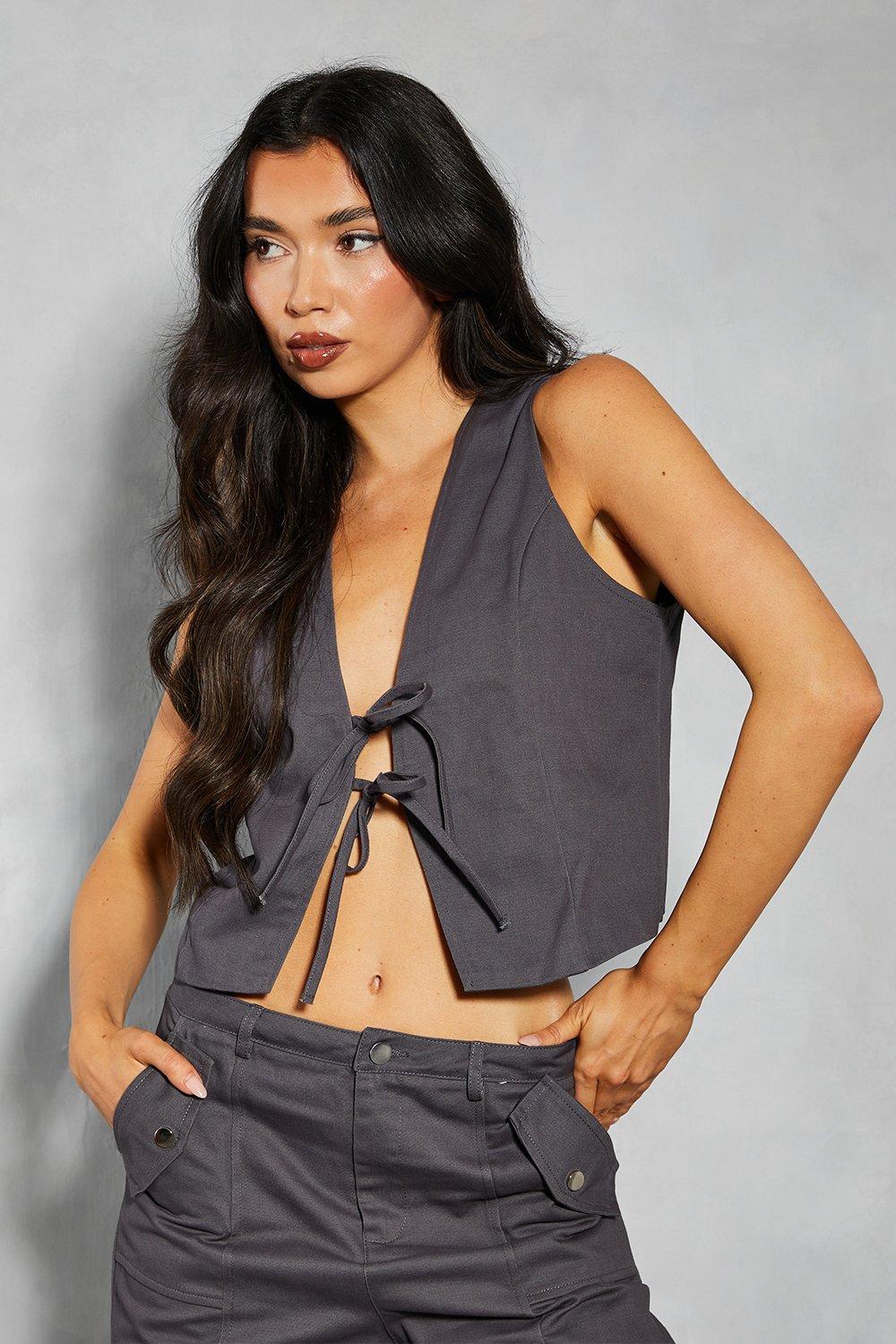 Жилет на зав'язках Мisspap бавовняний Сірий (29464802) - фото 4 Жилет на зав'язках Мisspap бавовняний Сірий (29464802) - фото 4