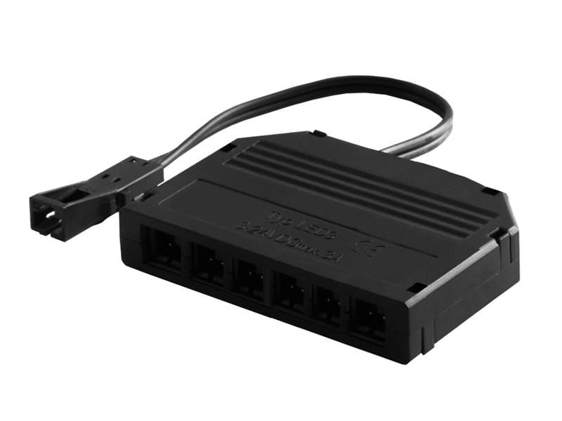 Розгалужувач на 6 роз'ємів MINI AMP 22AWG кабель 100 мм LED Чорний (4632)