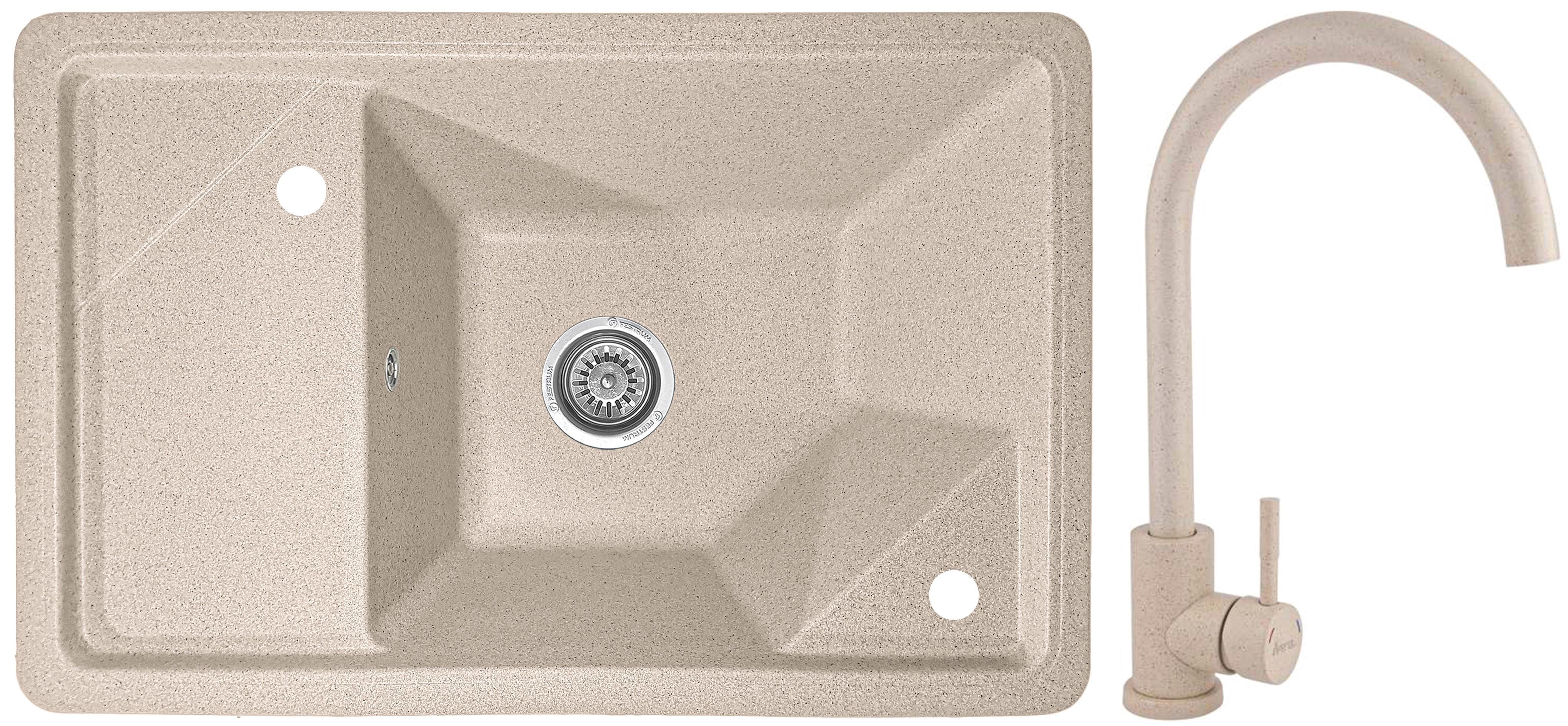 Мийка кухонна Valetti 64DL зі змішувачем 720х465 мм Бежевий