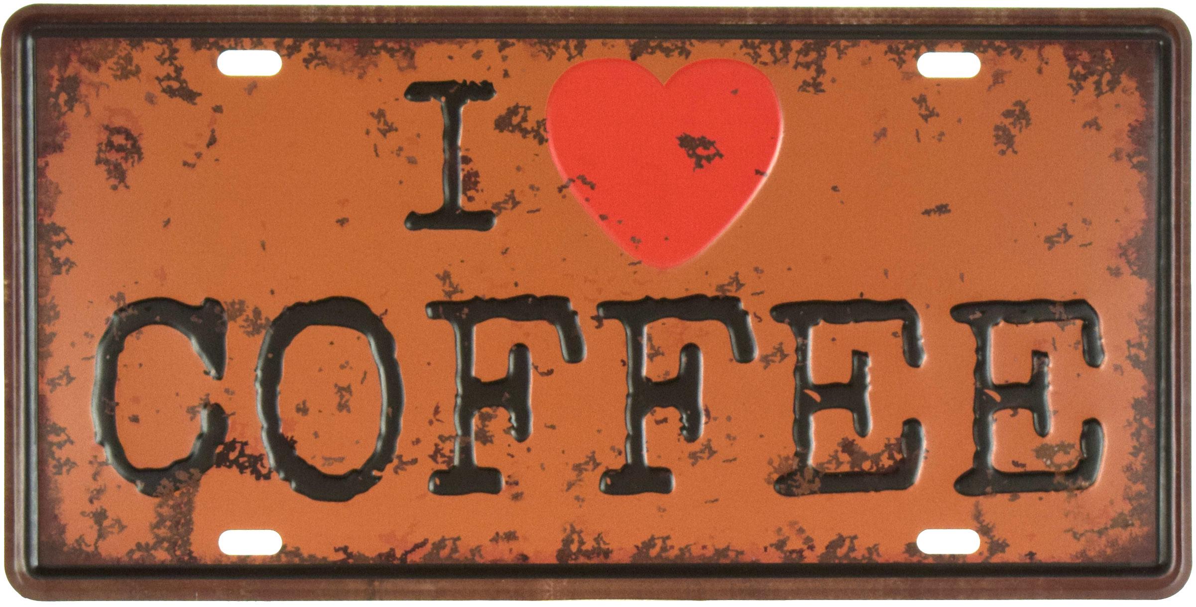 Табличка металлическая Я Люблю Кофе/I Love Coffee 15x30 см