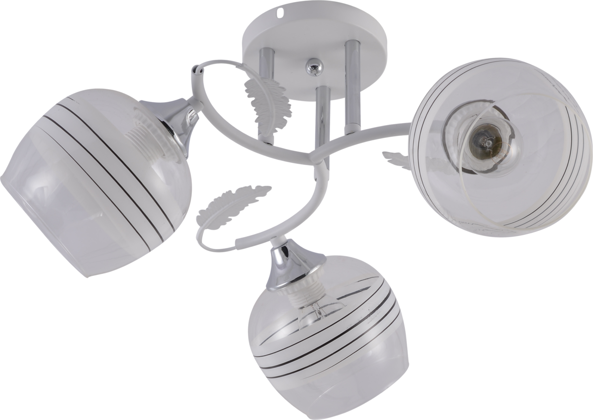 Люстра потолочная Light House SRS-20727/3 Хром/прозрачный/белый с узором (136176) Люстра потолочная Light House SRS-20727/3 Хром/прозрачный/белый с узором (136176)