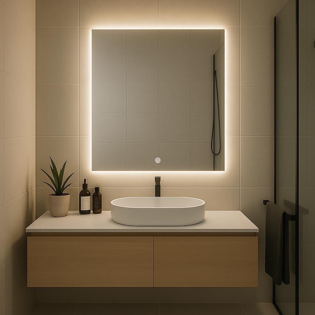 Дзеркало SENAM прямокутне вертикальне фонове підсвічування з сенсорною кнопкою 600х500 мм (PR.FN.V.6.5)