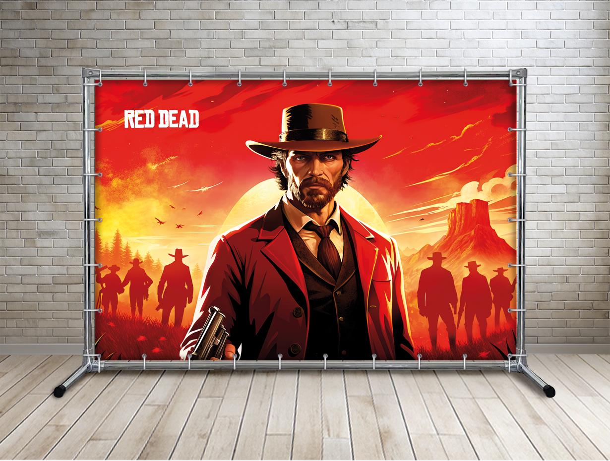 Баннер для фотозоны Игровые Герои 24 Red-Dead 2х3 м (0068) - фото 2