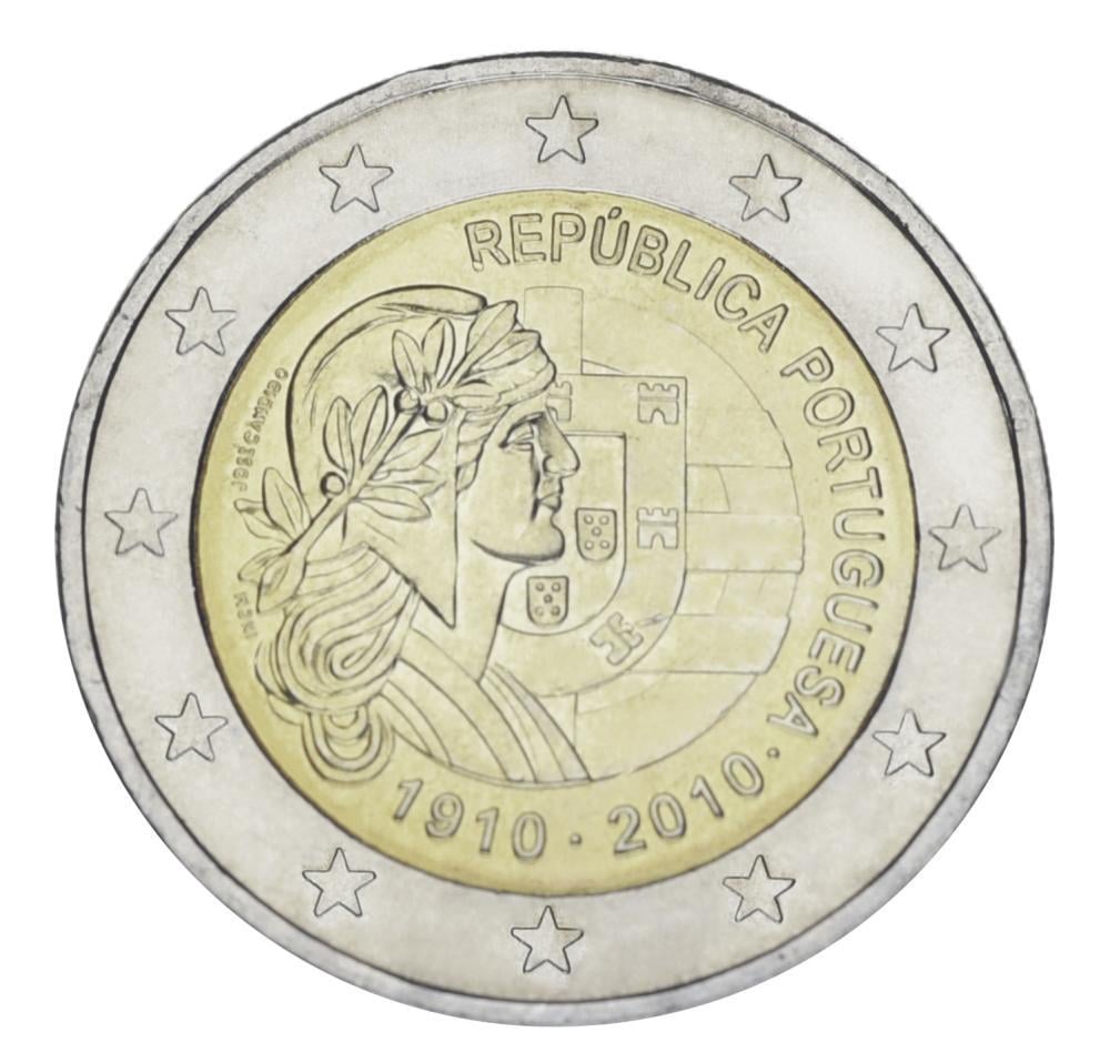Колекційна монета Португалія 2 євро 2010 року 100 років португальської республіці UNC (KM#796)
