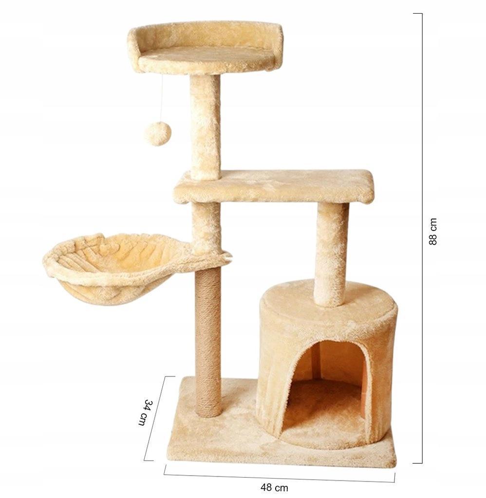 Будиночок котячий Ecarla дерев'яний Бежевий - фото 3