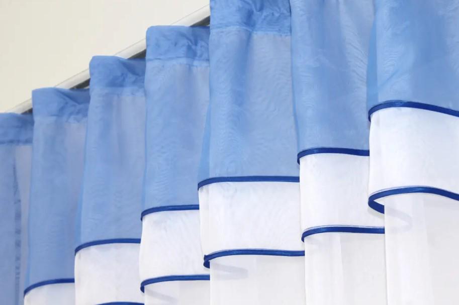 Гардина на кухню с аркой шифон 280х170 см Голубой/Белый (036к) - фото 4 Гардина на кухню с аркой шифон 280х170 см Голубой/Белый (036к) - фото 4