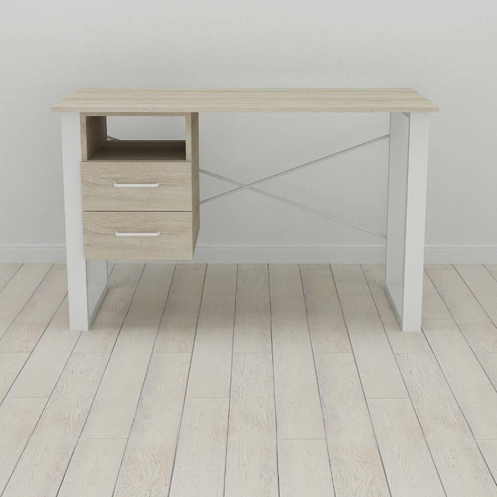 Письмовий стіл із ящиками Ferrum-decor Оскар метал/ДСП 16 мм 750x1200x700 мм Білий/Дуб Сонома (FRD-103265) - фото 2 Письмовий стіл із ящиками Ferrum-decor Оскар метал/ДСП 16 мм 750x1200x700 мм Білий/Дуб Сонома (FRD-103265) - фото 2