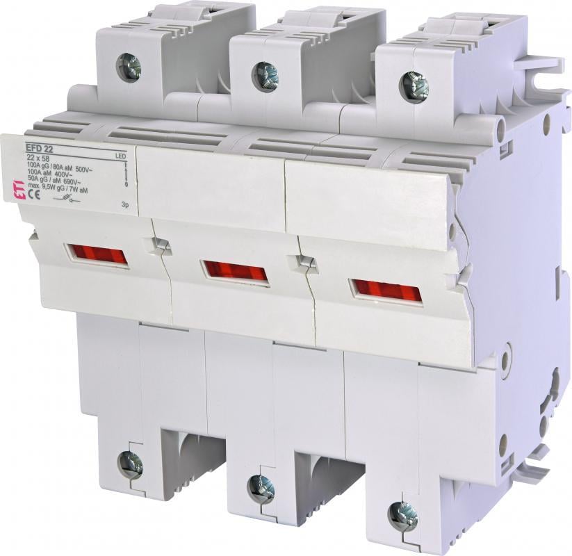 Тримач запобіжника ETI EFD 22 3P 100A 690W 22x58 мм LED (2570014)