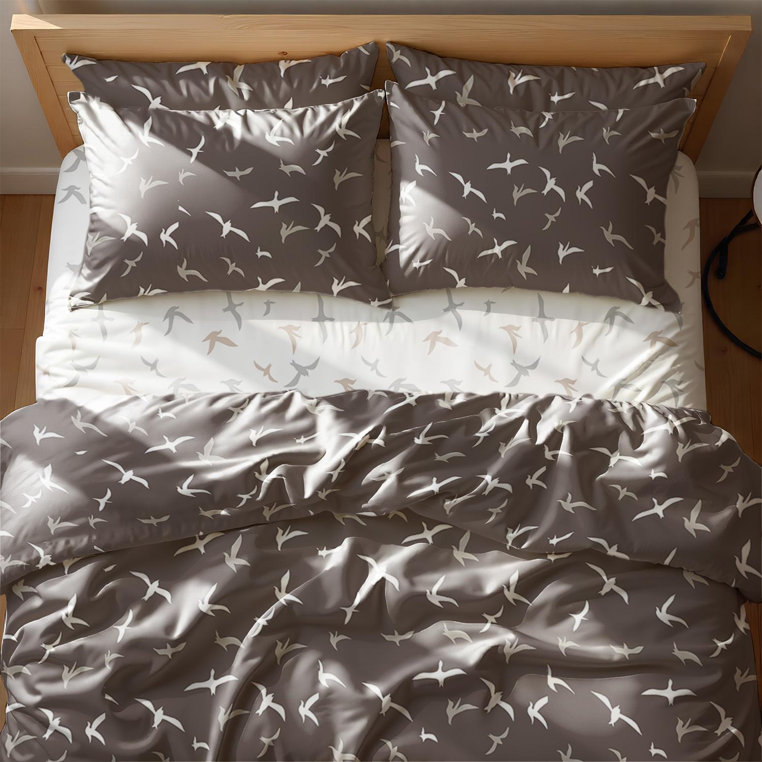 Комплект постельного белья Zastelli Birds on Brown Front бязь двуспальный 175х210 см Разноцветный (22629)