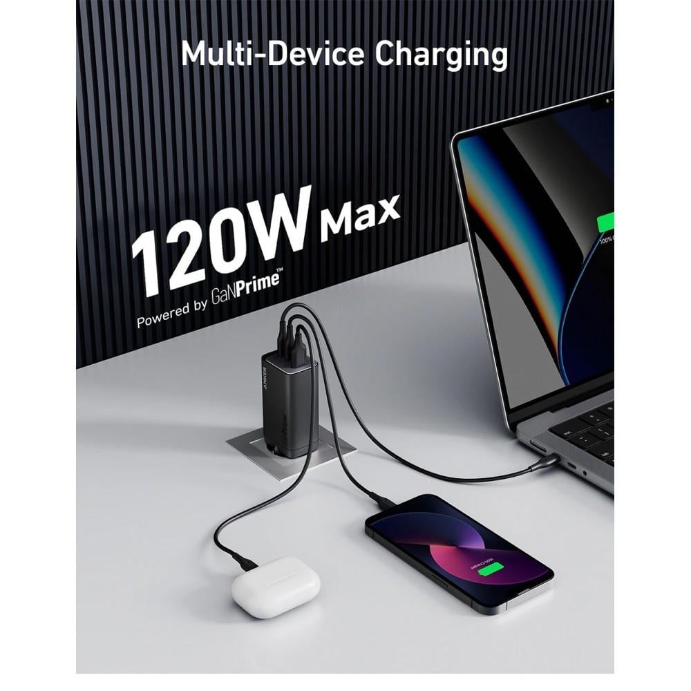 Зарядное устройство сетевое Anker PowerPort 737 GaNPrime - 120W 2xPD & 1xPIQ PPS/DPDS A2148313 (25397480) - фото 2
