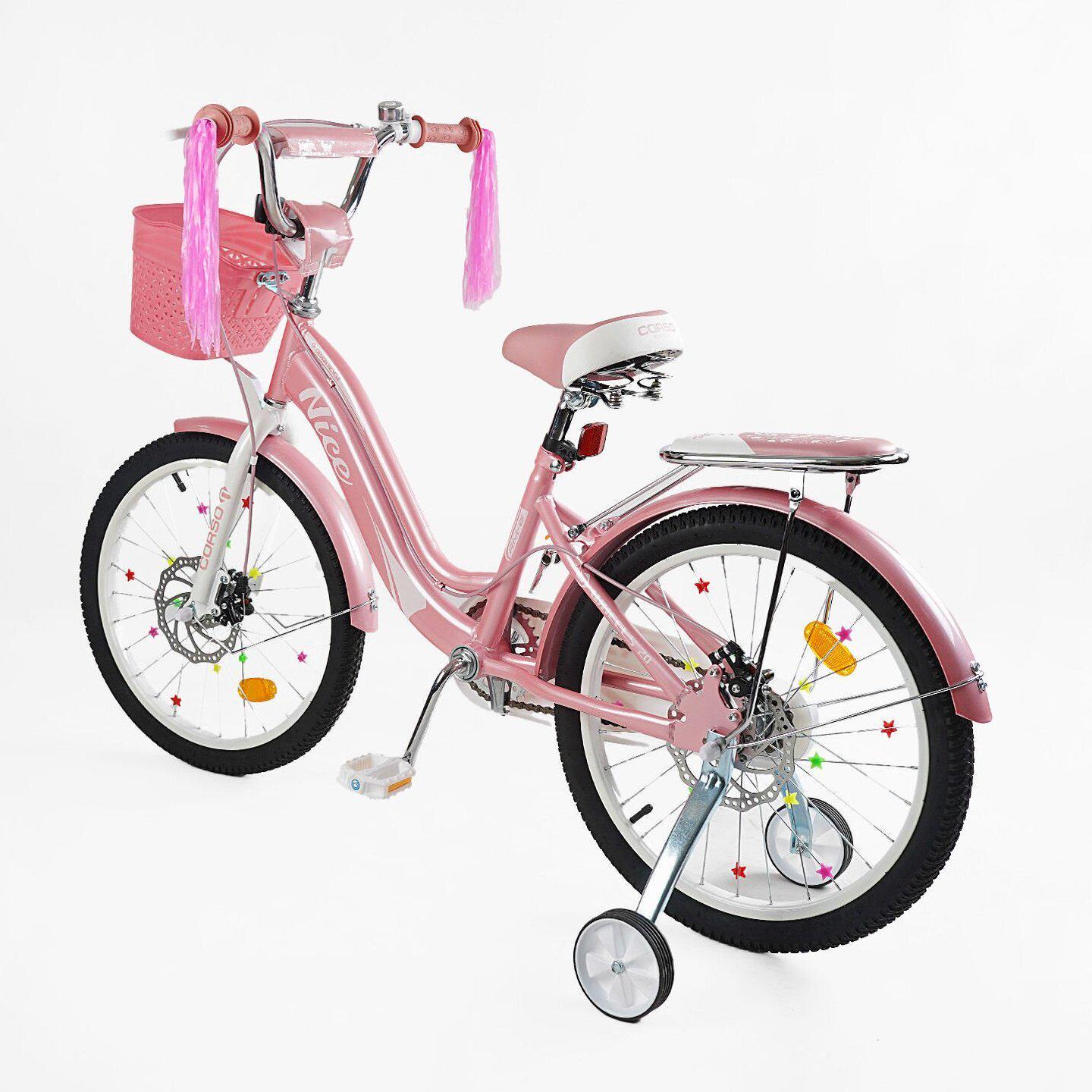 Дитячий велосипед з кошиком та багажником для дівчинки Corso Nice 20" Рожевий (262518012) - фото 3 Дитячий велосипед з кошиком та багажником для дівчинки Corso Nice 20" Рожевий (262518012) - фото 3