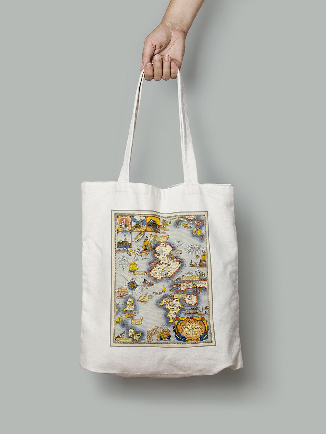 Эко-сумка Карта островов Шолс 1927 года шопер (OLD_MAP_poster_33_Bag)