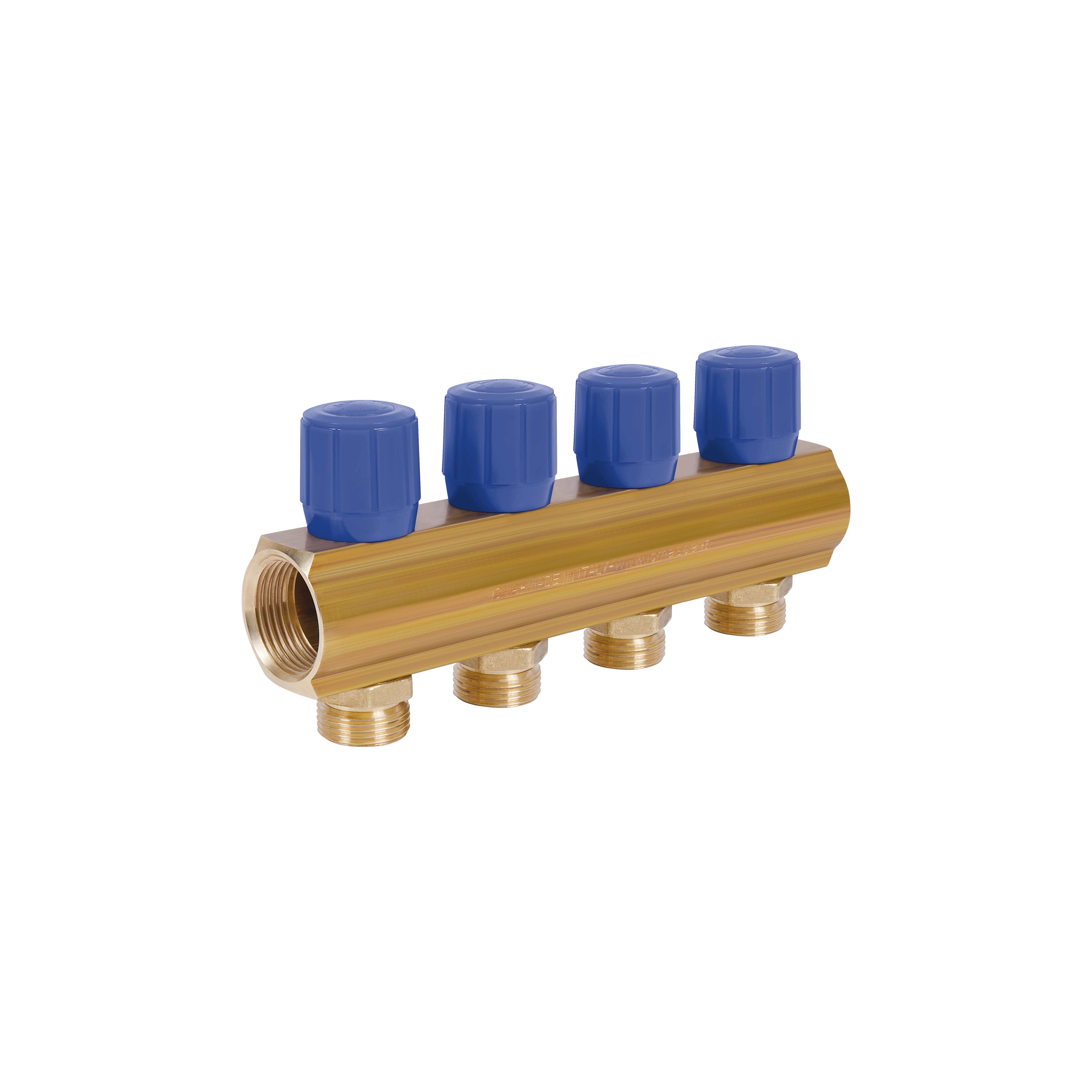 Колектор ICMA з регулювальними вентилями 1" 4 виходи №1105 Blue (SD00049607)