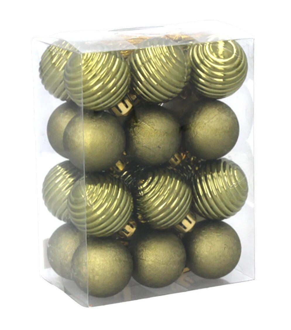 Елочные пластиковые шарики Ø 3 см 24 шт. Оливковый (5900779877153_2)