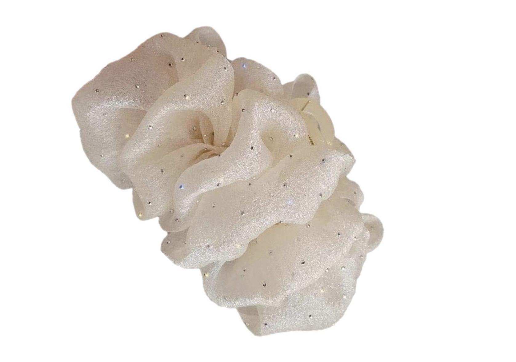 Заколка-краб для волосся IRIS Бант з блискітками White