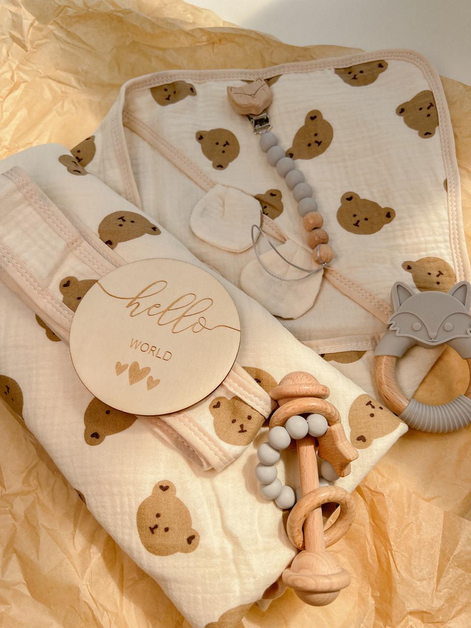 Конверт на виписку літній з капюшоном муслін Ведмідь 85x90 см (24246334) - фото 3 Конверт на виписку літній з капюшоном муслін Ведмідь 85x90 см (24246334) - фото 3