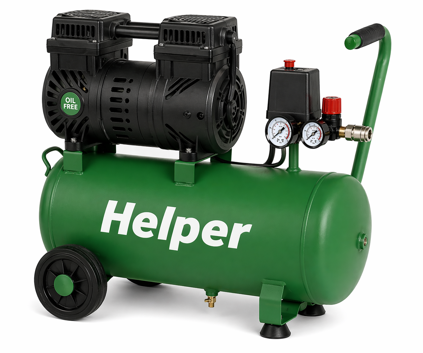 Компрессор безмасляный Helper HP-1090 двухцилиндровый 1500 Вт 24 л 8 бар