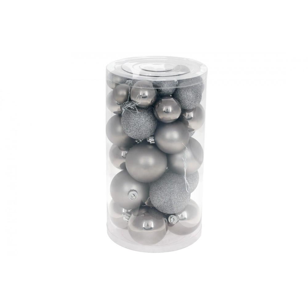 Набор елочных шаров 40 шт. Серый (147-151)