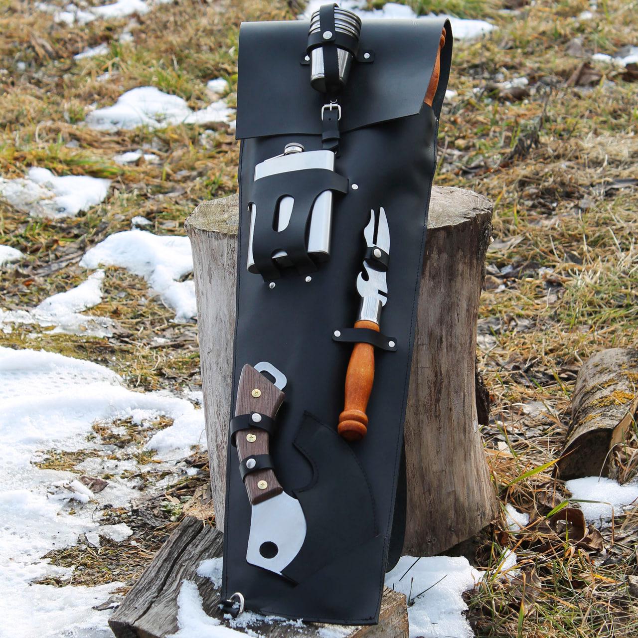 Набор шампуров SHOP-PAN для гриля в кожаном чехле Черный (9615112)