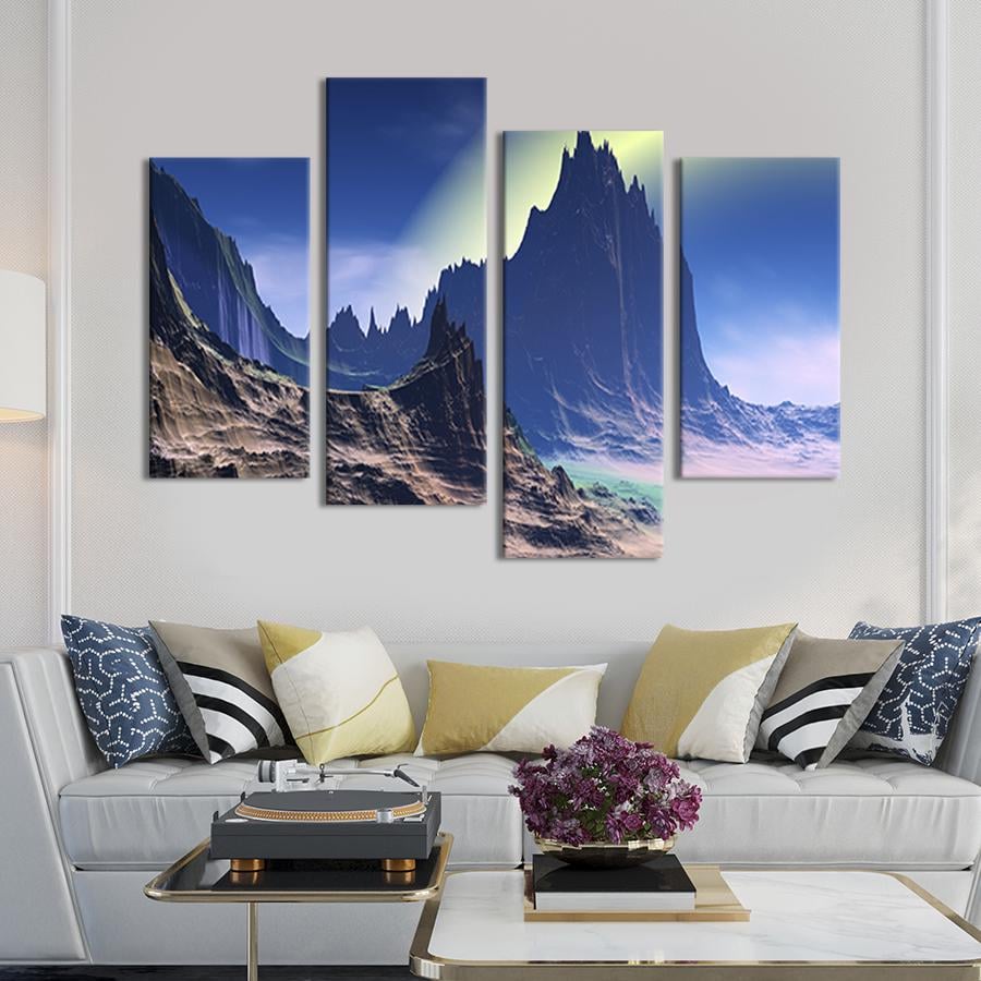 Модульна картина із чотирьох частин на холсті інтер'єрна картина Таємничий космічний пейзаж 149x106 см (637-42)