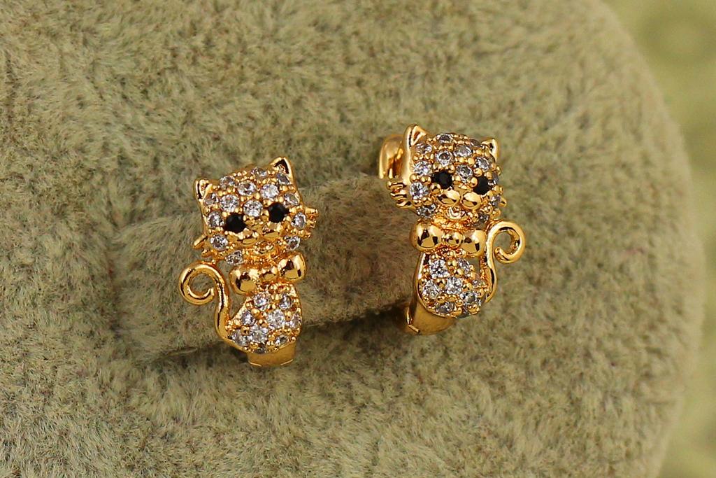 Серьги детские Xuping Jewelry Котята с бабочкой Золотистый (33698824)