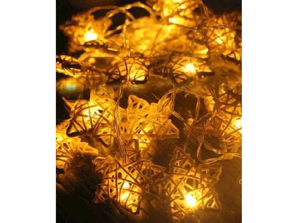 Гірлянда Зірки ротангові 12LED 4 м з перехідником Теплий білий (13517-07)